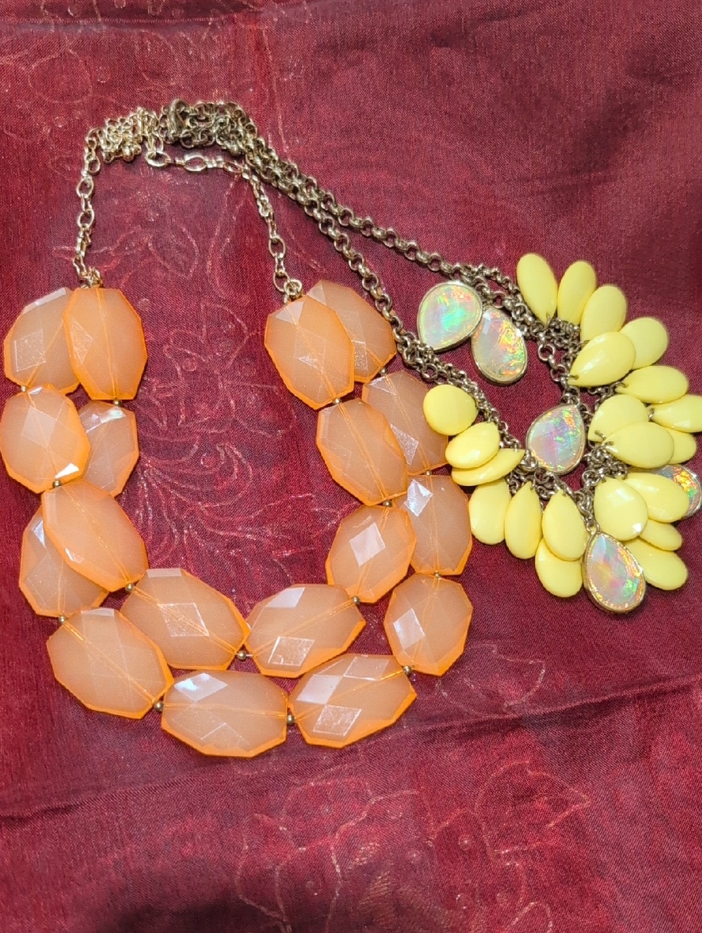 2 statement necklace in Orange and Yellow